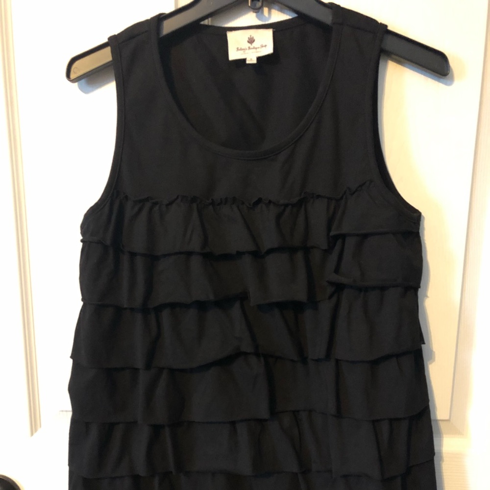 Black Ruffled Front Tank